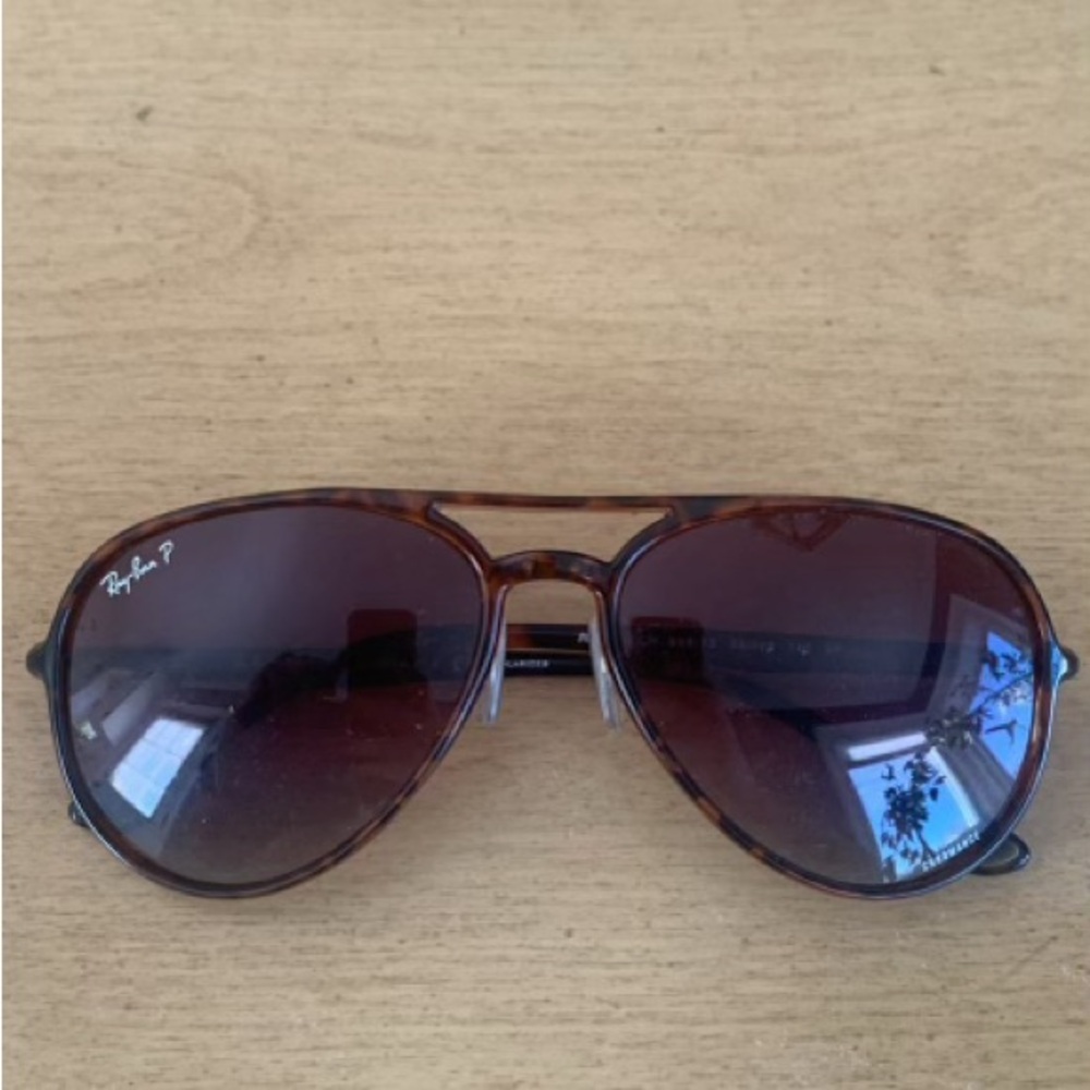 Ray-Ban Polarized Chromance Tortoise Aviator Sunglasses